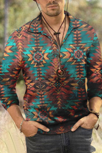 Men's Aboriginal Long Sleeve Polo Shirt