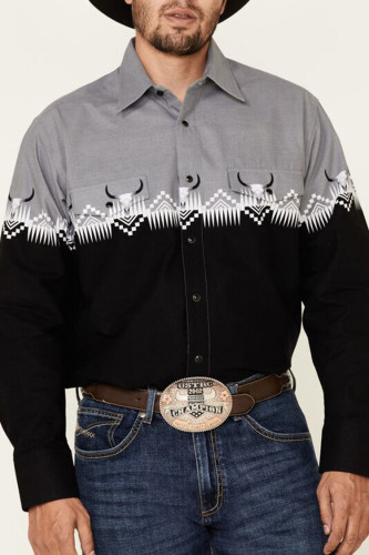 Western Black And Gray Contrast Color Shirt