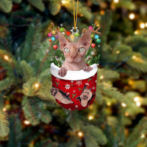 Bambino Cat In Snow Pocket Christmas Ornament