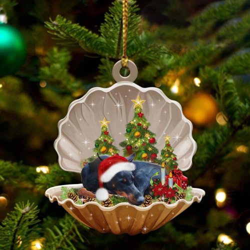 Doberman Pinscher3-Sleeping Pearl in Christmas Two Sided Ornament