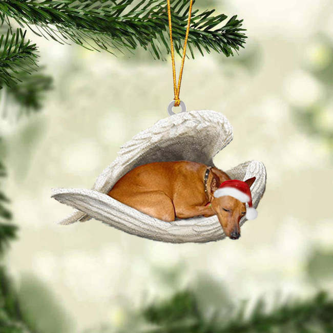 Miniature pinscher(Red) Sleeping Angel Christmas Ornament