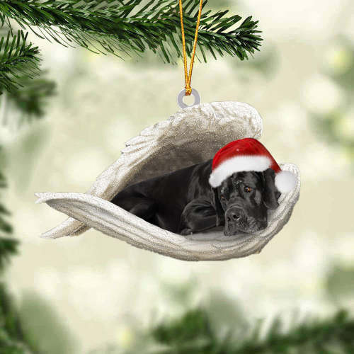 Black great dane Sleeping Angel Christmas Ornament