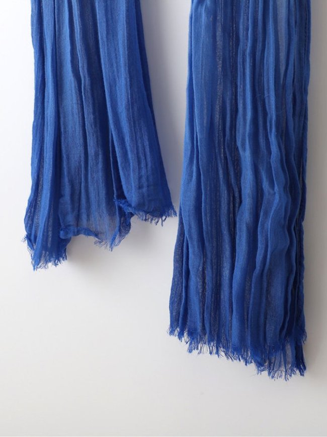 Women's Gradient Hang-Dye Crinkled Cotton And Linen Scarf