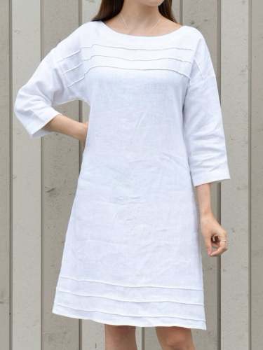 Women's Cotton Linen Casual Loose Dress