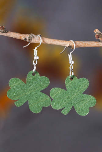 Green Clover St. Patrick's Day Wooden Earrings