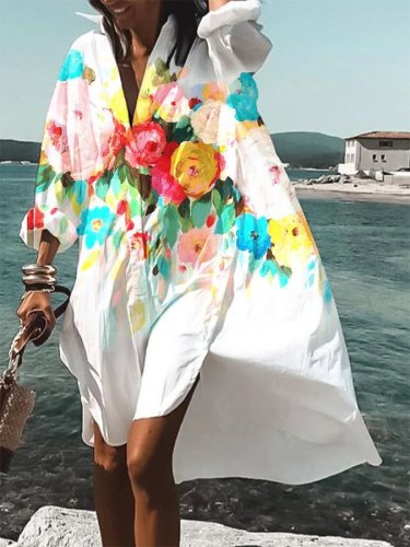 Women's Floral Shirt Dress