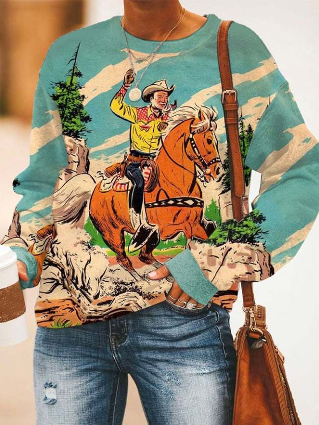 Vintage Rodeo Print Sweatshirt