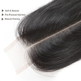 Ali Queen Raw Virgin Human Hair Lace Closure Brazilian Straight Hair Closure 2X6 Middle Part 8-20inches In Stock Natural Color
