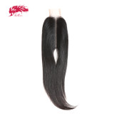 Ali Queen Raw Virgin Human Hair Lace Closure Brazilian Straight Hair Closure 2X6 Middle Part 8-20inches In Stock Natural Color
