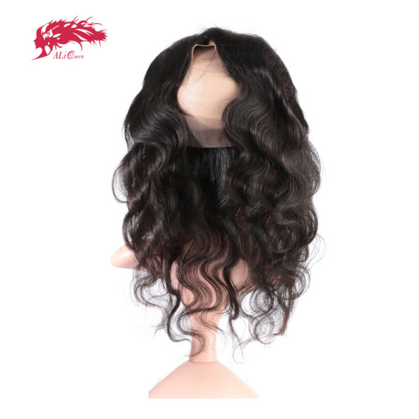 360 Lace Frontal Virgin Human Hair Brazilian Body Wave Pre Plucked Hairline Lace Frontal Ali Queen Hair 10-20 inches Natural Color