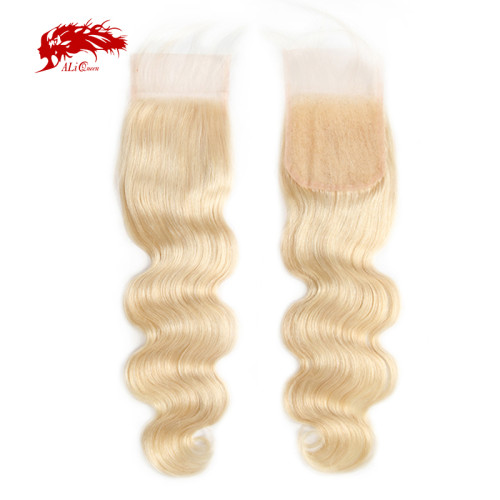 4x4 Lace Closure Free Part Brazilian Virgin Body wave Hair 10 ~20 Inches  613# Lace Closure