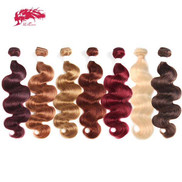 Ali Queen Hair Brazilian Remy Human Hair Weaves Bundles 613#/33#/30#/27#/99J#/BURG# Body Wave Human Hair Extension