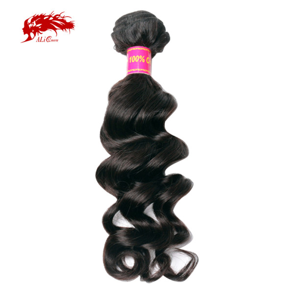 Ali Queen Hair Brazilian Virgin Hair Natural Wave Human Hair Weave Bundles Natural Color 10-34 Inches Mix Length