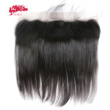 13x6 Lace Frontal Closure Brazilian Straight Hair Free Part Pre-Plucked With Baby Hair Natural Color Ali Queen Hair