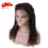 Virgin 150% Density Deep Wave 13x6 Lace Front Wig Natural Black Lace Frontal Wig Brazilian Deep Wave Curly Human Hair Wigs For Women