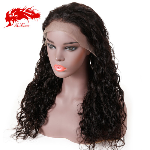 Natural Black 10-24 inches Ali Queen Remy 150% Density Human Hair Wigs Pre-Plucked Lace Wigs Natural Wave 13x4 13x6 Lace Front Wig For Women