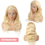 Pre Plucked 130% 150% Denisty 613# Brazilian Human Hair Body Wave Full Lace Wigs Lace Wigs Ali Queen Hair