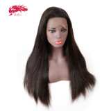 Ali Queen Hair Products Remy Brazilian Straight Human Hair Wig 360 Lace Frontal Wig Pre Plucked Hairline 180% Density