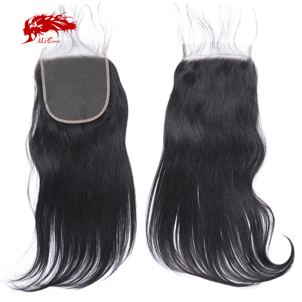 Ali Queen Swiss 6x6 Lace Closure Pre-Plucked With Baby Hair 10~20inches Brazilian Remy Human Hair Straight Closure