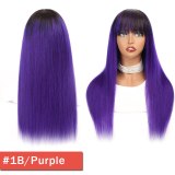 Straight Human Hair Wigs With Bangs Brazilian Virgin Remy Hair Wigs For Woman 8 -26  Colored Full Machine Wigs