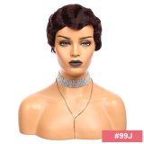 Pixie Cut Straight Short Bob Wigs Natural Black Ali Queen Hair Brazilian Remy Human Hair Wig With Bangs Full Machine Wig