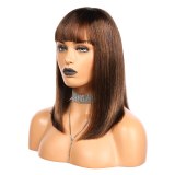 Brazilian Straight Full Machine Wigs With Bangs 10-16 Inches ALi Queen Hair Products Remy Human Hair Wigs
