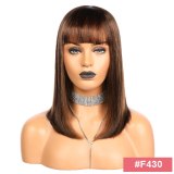 Brazilian Straight Full Machine Wigs With Bangs 10-16 Inches ALi Queen Hair Products Remy Human Hair Wigs