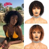 Deep Wave Short Bob Wigs With Bangs 150% Density Brazilian Remy Human Hair Wigs for Black Women Color 1B 1B/30 Full Machine Wig