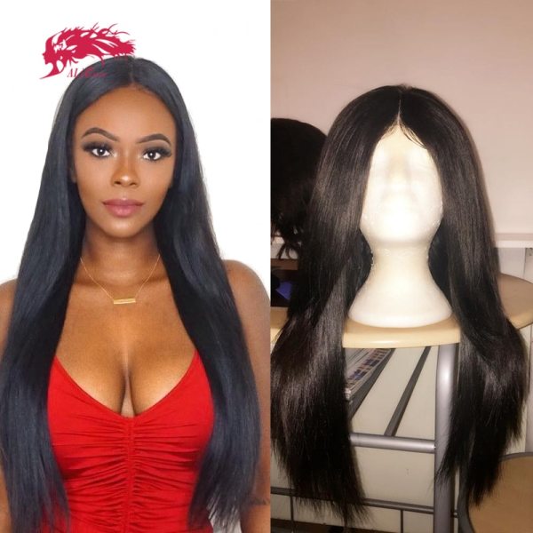 4x4 5x5 6x6 Closure Wig 150% / 180% Natural Color Pre-Plucked With Baby Hairline Brazilian Straight Remy Hair Lace Closure Wig