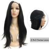U Part Wig Glueless Straight Human Hair Wigs 180% Density Ali Queen Hair Wigs For Women Brazilian Remy Human Hair Natural Black