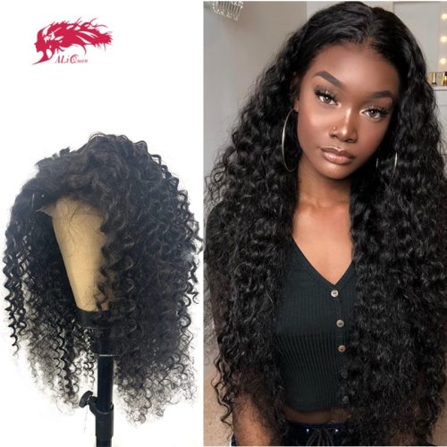Deep Wave 4x4 5x5 Lace Closure Wig HD Transparent 13x4 Lace Frontal Wig for Black Women Ali Queen Hair Remy Brazilian Custom Wig