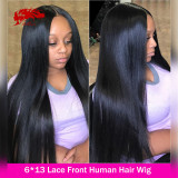 130% 150% Brazilian Straight 13x4 13x6 Lace Front Wig Natural Black Color Wig 10 -24 inches Virgin Remy Hair Wig Best Human Hair Wigs