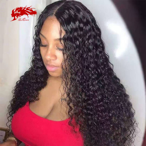 Brazilian Water Wave 13x4 13x6 Pre Plucked Lace Front Wig Natural Black Virgin Remy 130% 150% Density Human Hair Wigs 10-24 Inches Lace Wig