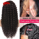 Deep Wave 13x4 13x6 Lace Front Wig Natural Black Lace Frontal Wig Remy 130% 150% Density Brazilian Deep Wave Curly Human Hair Wigs For Women