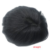 Ali Queen Hair PU Transparent Thin Skin Toupee Men Wig Handmade Replacement Systems Indian 6inch Natural Remy Hair