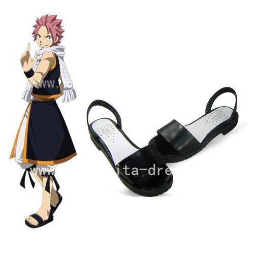 Beautiful Black Fairy Tail Natsu Sandals $40.99-Lolita Anime Sandals