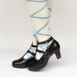 Black Matte Lolita Thin Heels Shoes