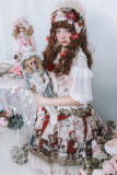 Doll Izutsu~ Classic Lolita JSK Dress-Ready Made Wine M + Headbow - In Stock