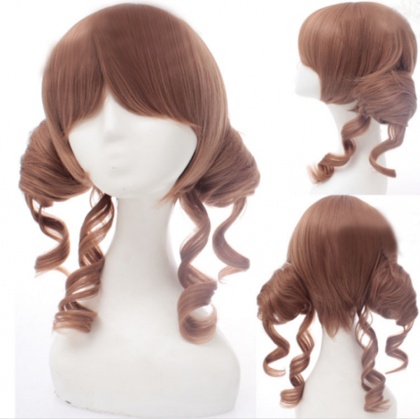 Sweet Brown Short Curls Lolita Wig with Two Ponytails