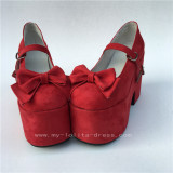 Sweet Red Matte Lolita High Heels Shoes with Bows