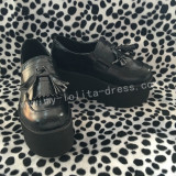 Gothic Matte Black Lolita High Platform Shoes 2 Versions