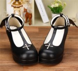 Angelic Imprint- Gothic T-shaped Straps Lolita Heels Shoes with Detachable Angel Wings