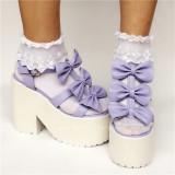 Purple Matte Bows Lolita Sandals
