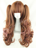 Sweet Brown Pink Curls Lolita Wig