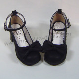 Black PU Bow Lolita Shoes