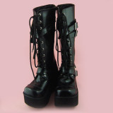 Black Buckles Lolita Boots