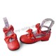 Matte Red Double Bow Lolita Shoes