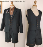 Stripe/Gingham/Unicolor Series -Ouji Lolita Full Set [--Coat + Vest + Short Pants --]