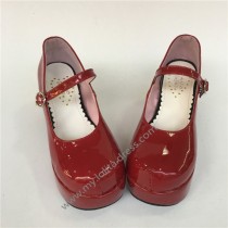 Girl's Wine Glossy Lolita Heels Shoes