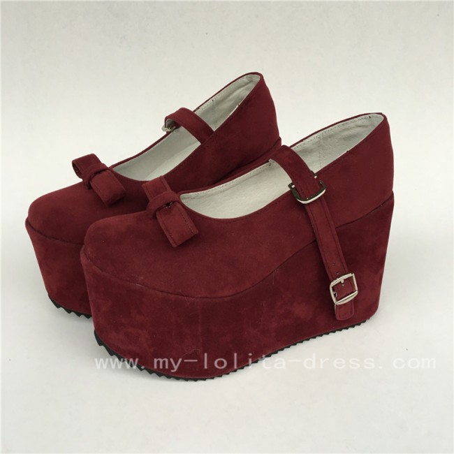 red velvet platform shoes